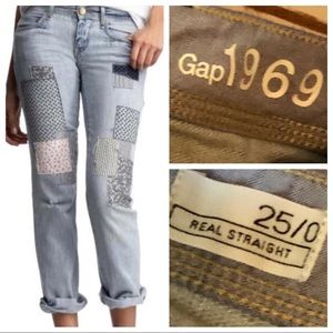 Gap 1969 Straight Leg Patchwork Jeans Size 25/0